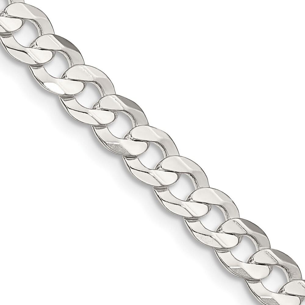Kazi Luxury Sterling Silver 5.65mm Concave Beveled Curb Chain